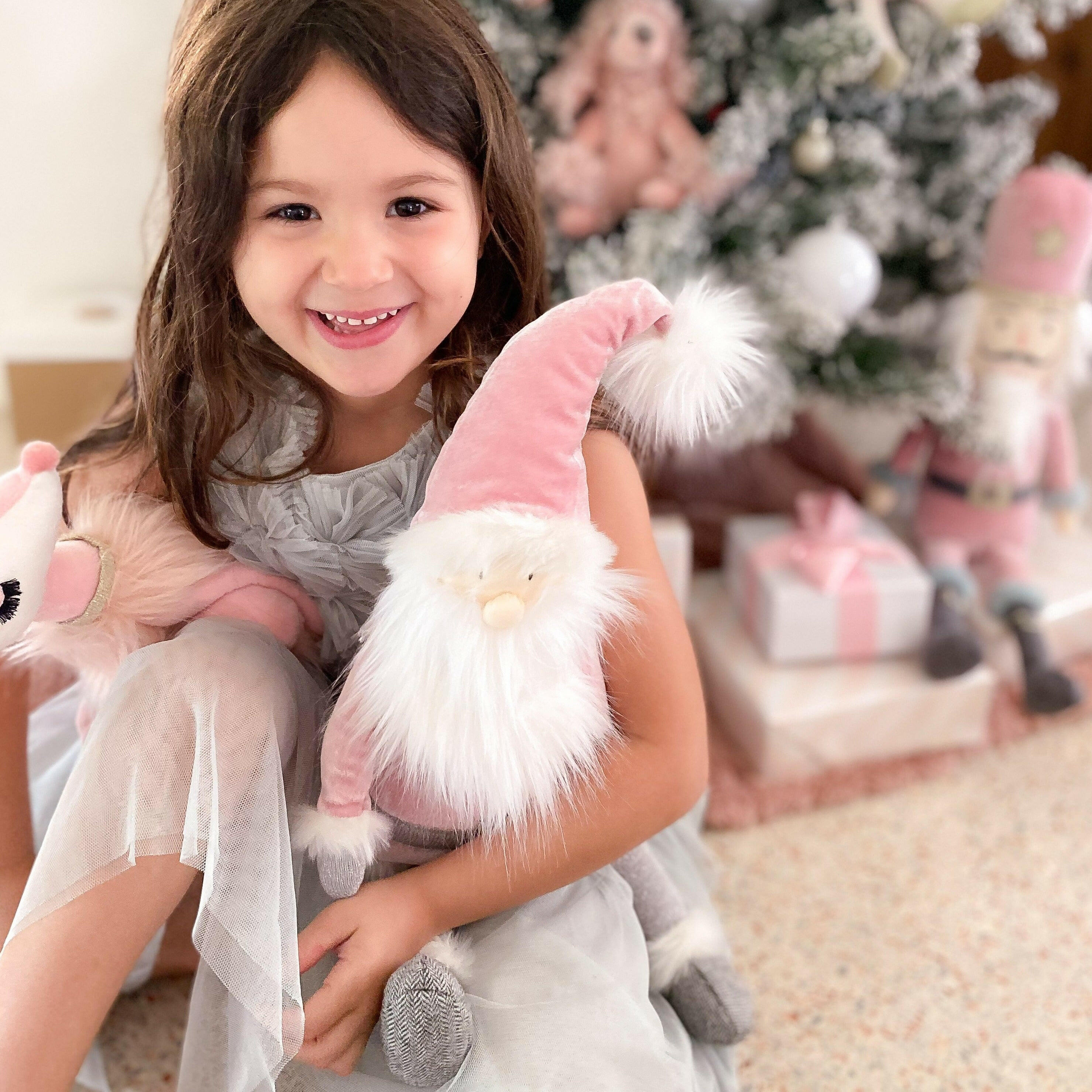 PINK SANTA PLUSH TOY SHELF SITTER Doll MON AMI