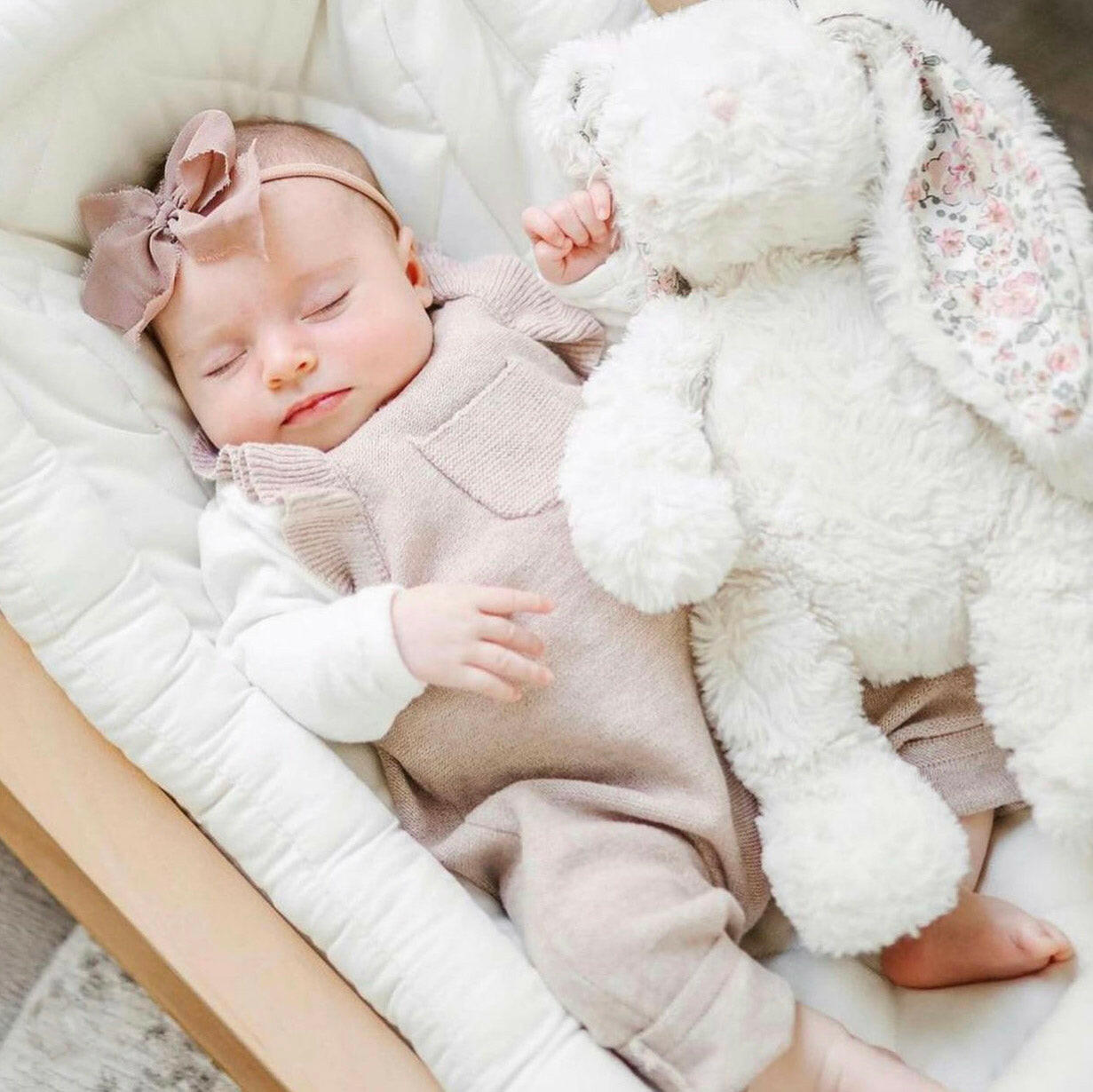 'Faith' Cream Floral Bunny Plush Toy Stuffed Toy MON AMI