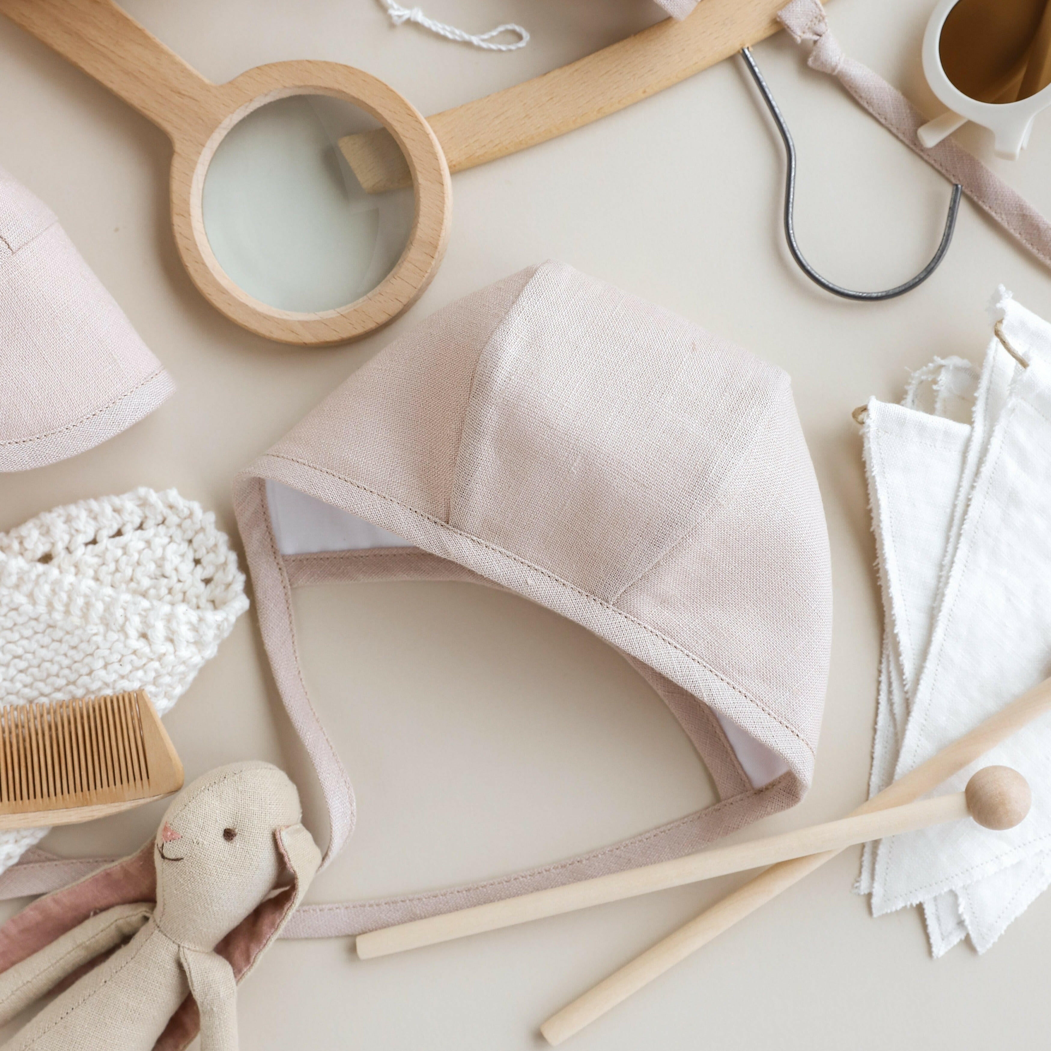 Just Beige Linen Bonnet Cotton-Lined Bonnets Briar Baby®