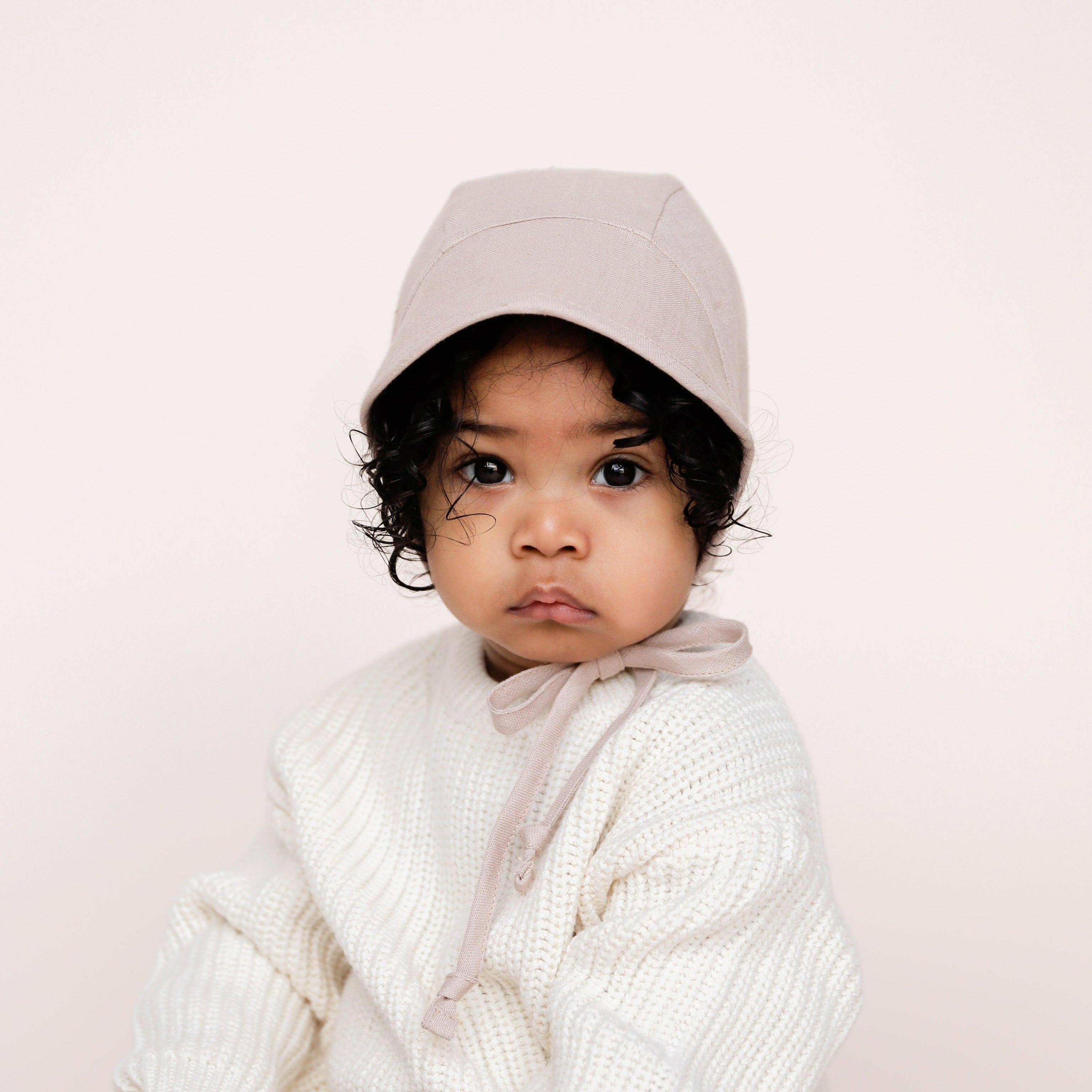 Brimmed Just Beige Linen Bonnet Cotton-Lined Bonnets Briar Baby®