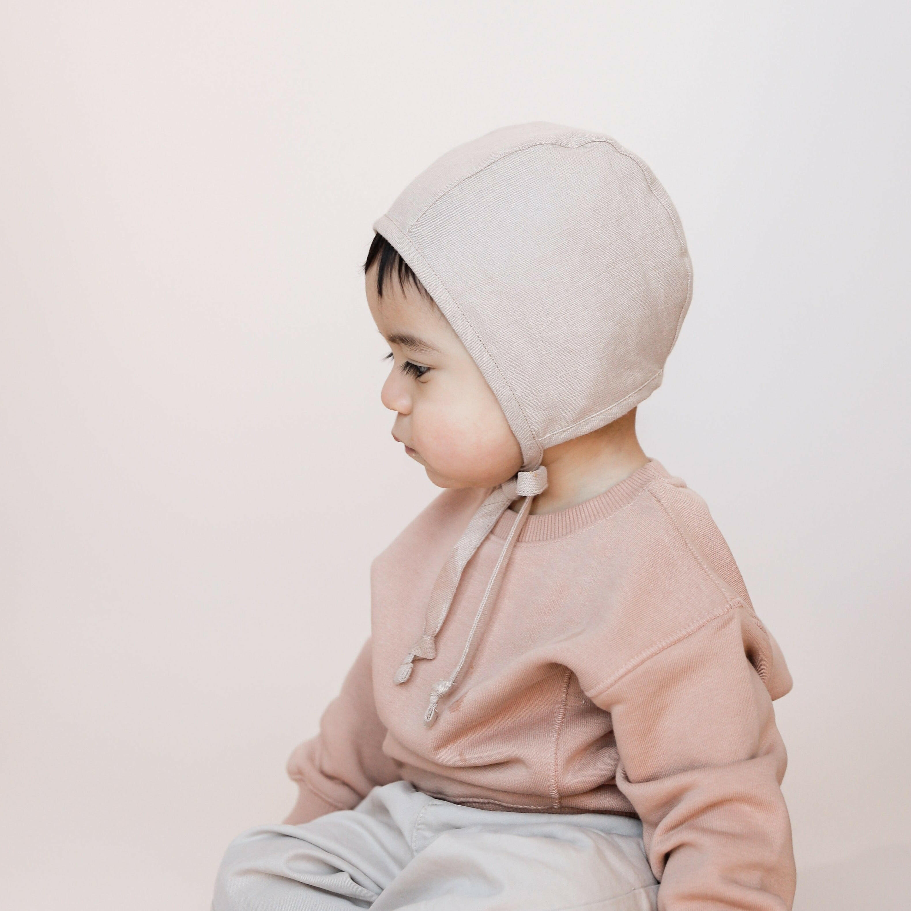 Just Beige Linen Bonnet Cotton-Lined Bonnets Briar Baby®