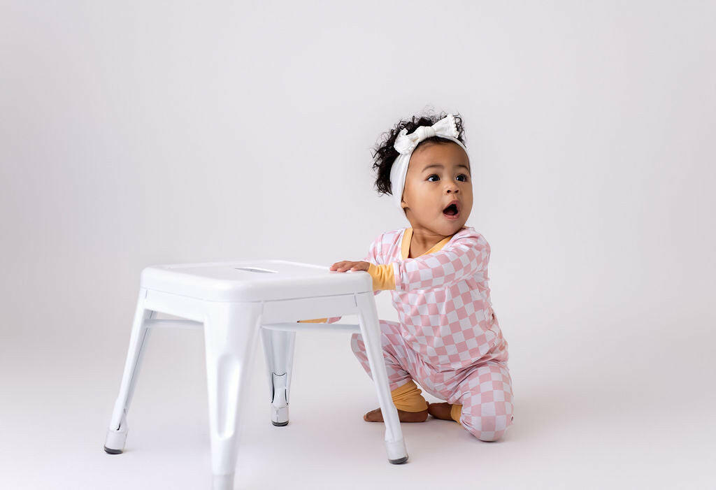 Blush Checkered Two Piece Set Baby & Toddler Sleepwear In my Jammers