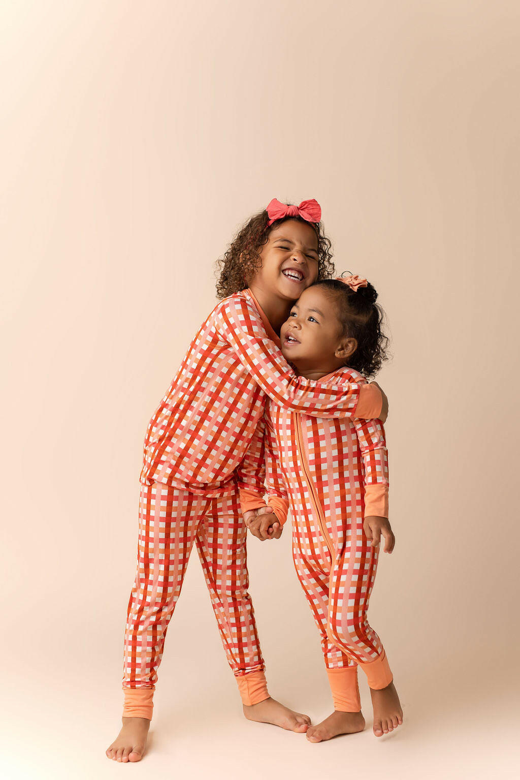 Peachy Plaid Zipper Romper Baby & Toddler In my Jammers