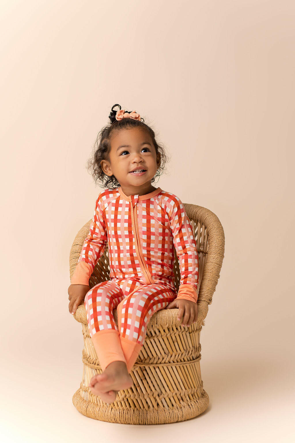 Peachy Plaid Zipper Romper Baby & Toddler In my Jammers