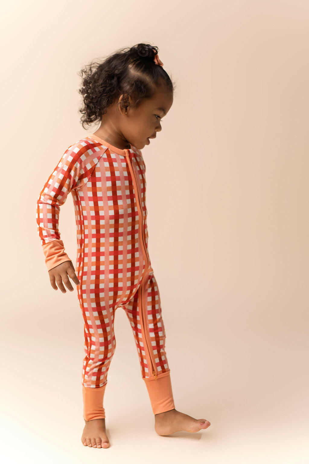Peachy Plaid Zipper Romper Baby & Toddler In my Jammers