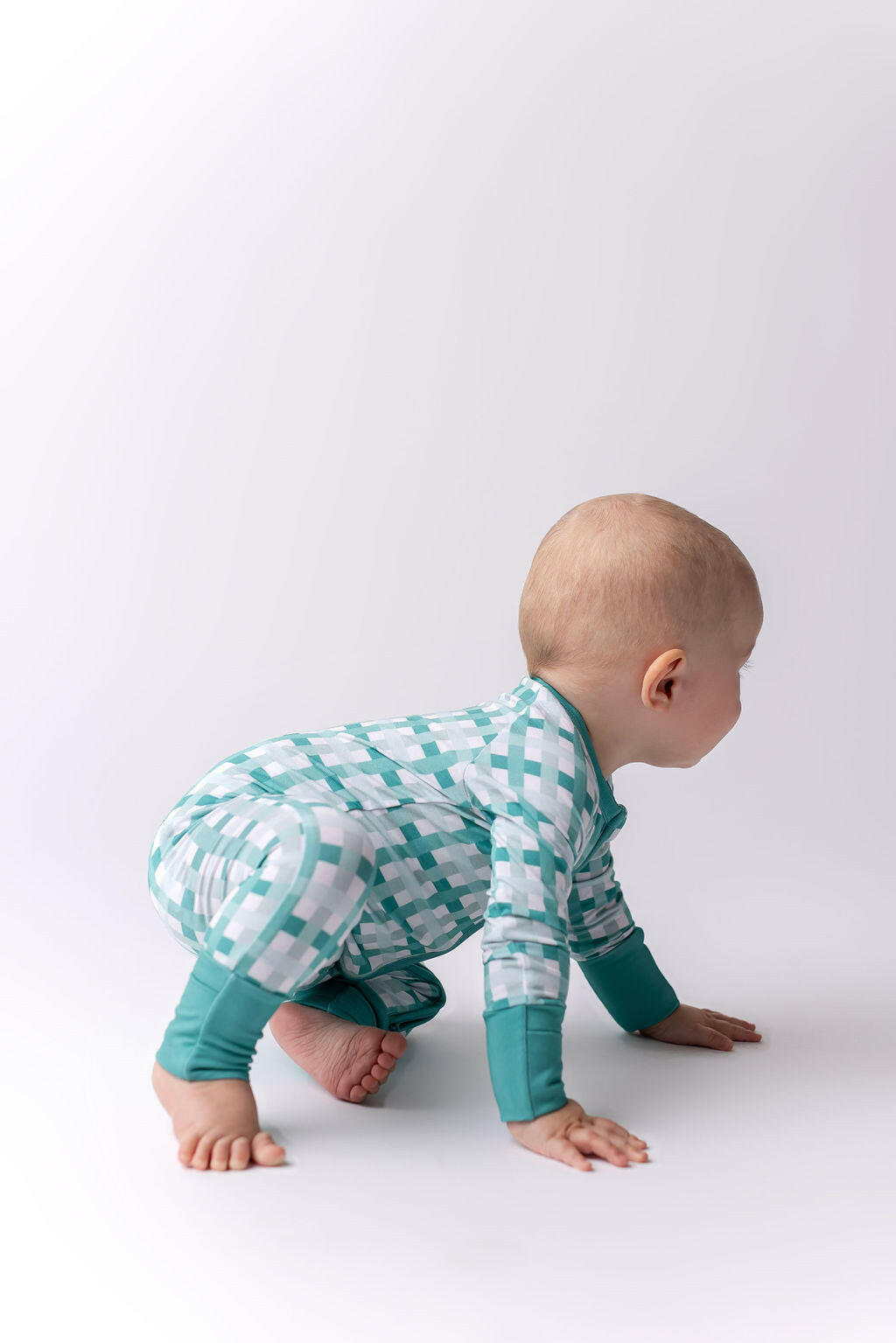 Teal Plaid Zipper Romper Baby & Toddler In my Jammers