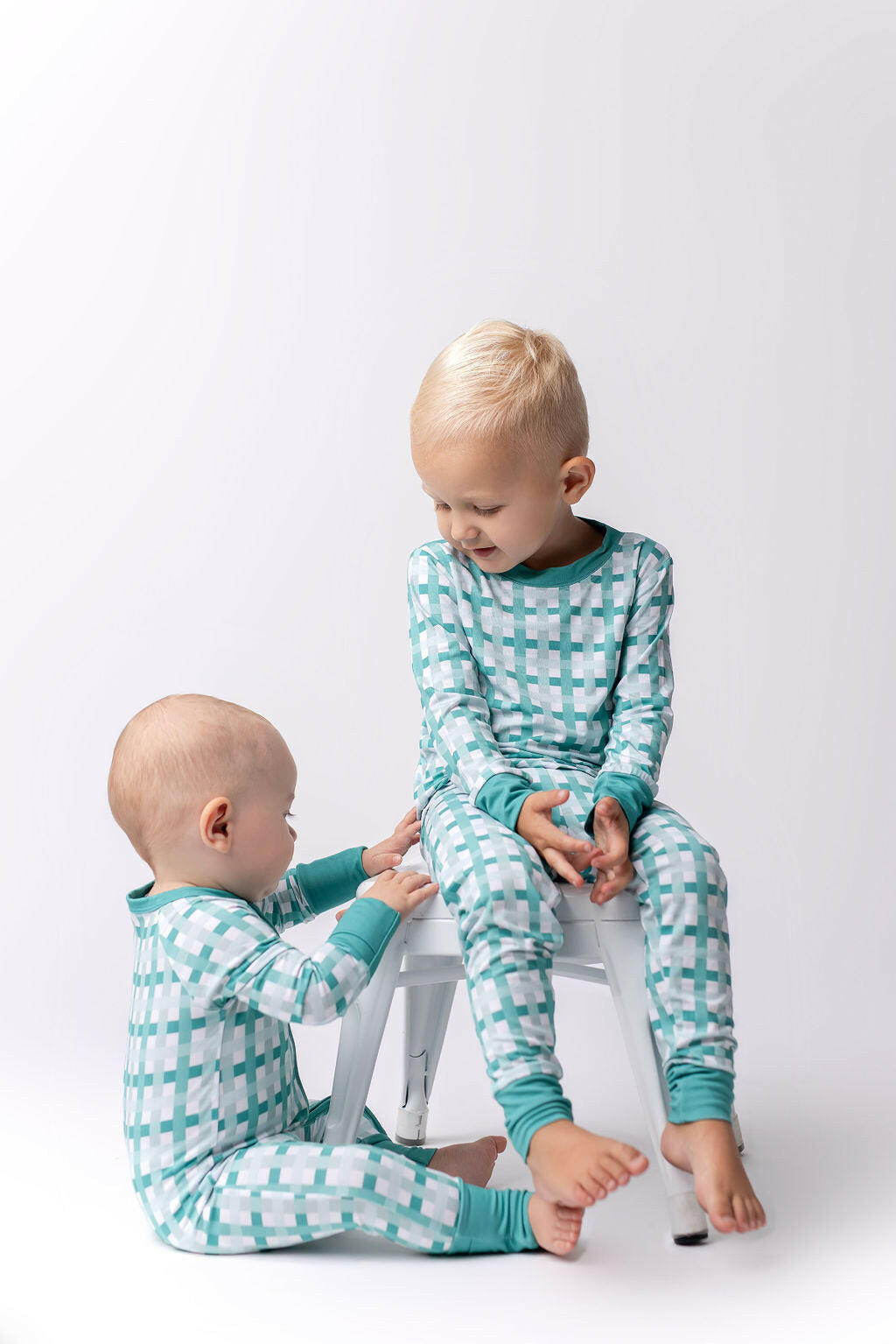 Teal Plaid Zipper Romper Baby & Toddler In my Jammers