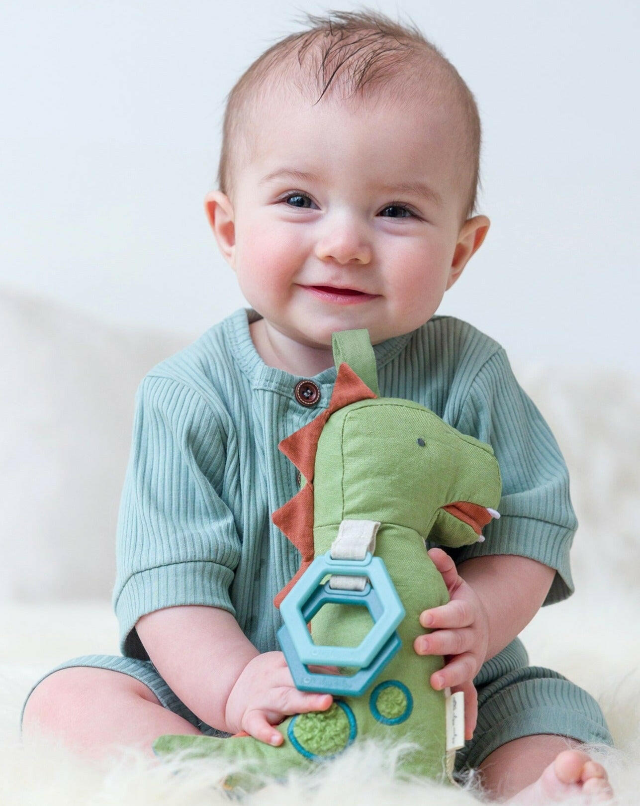 Link & Love™ Dino Activity Plush with Teether Toy Baby Essentials Itzy Ritzy