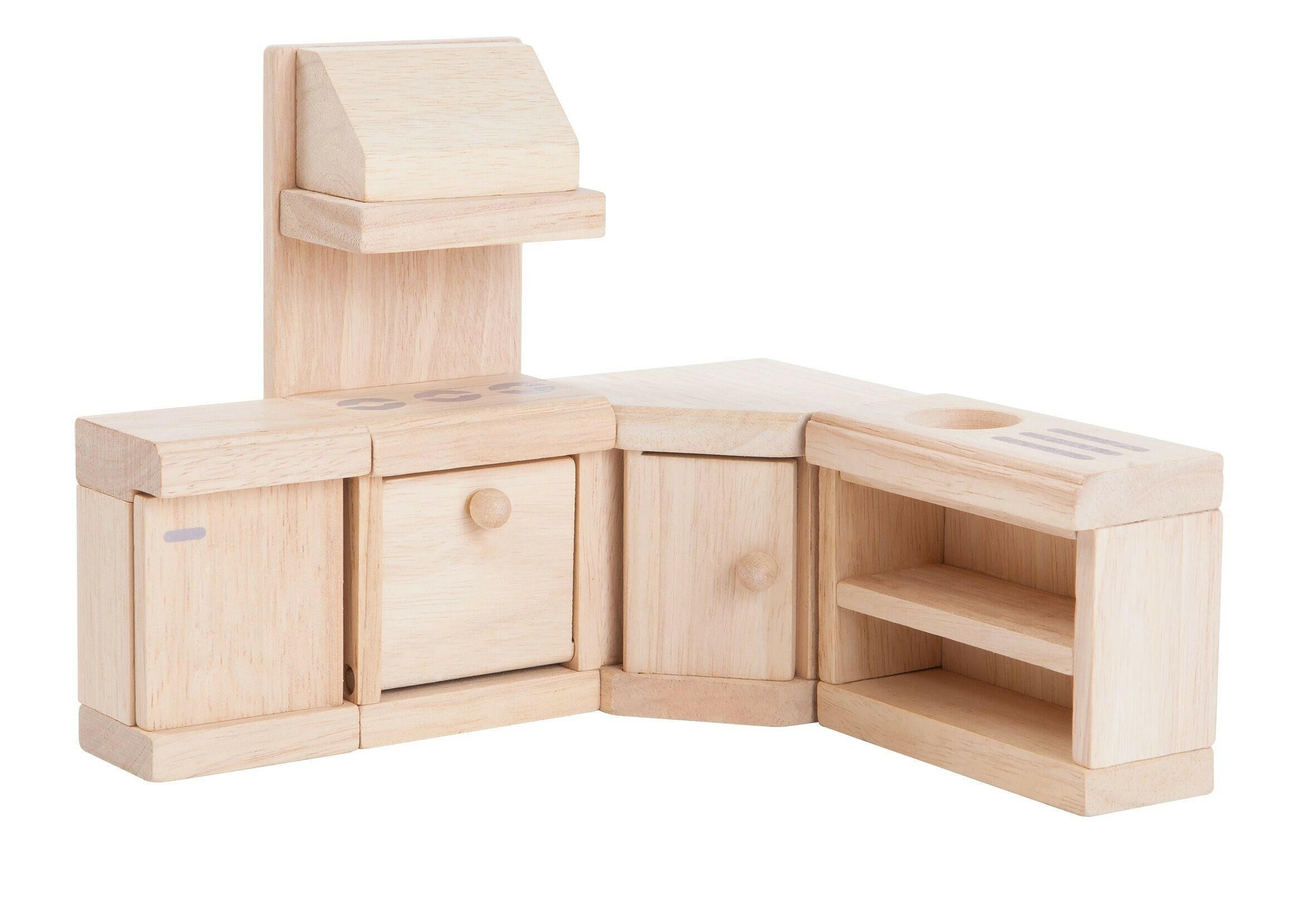 Wooden Dollhouse Kitchen Set - Classic Dollhouse Furniture PlanToys