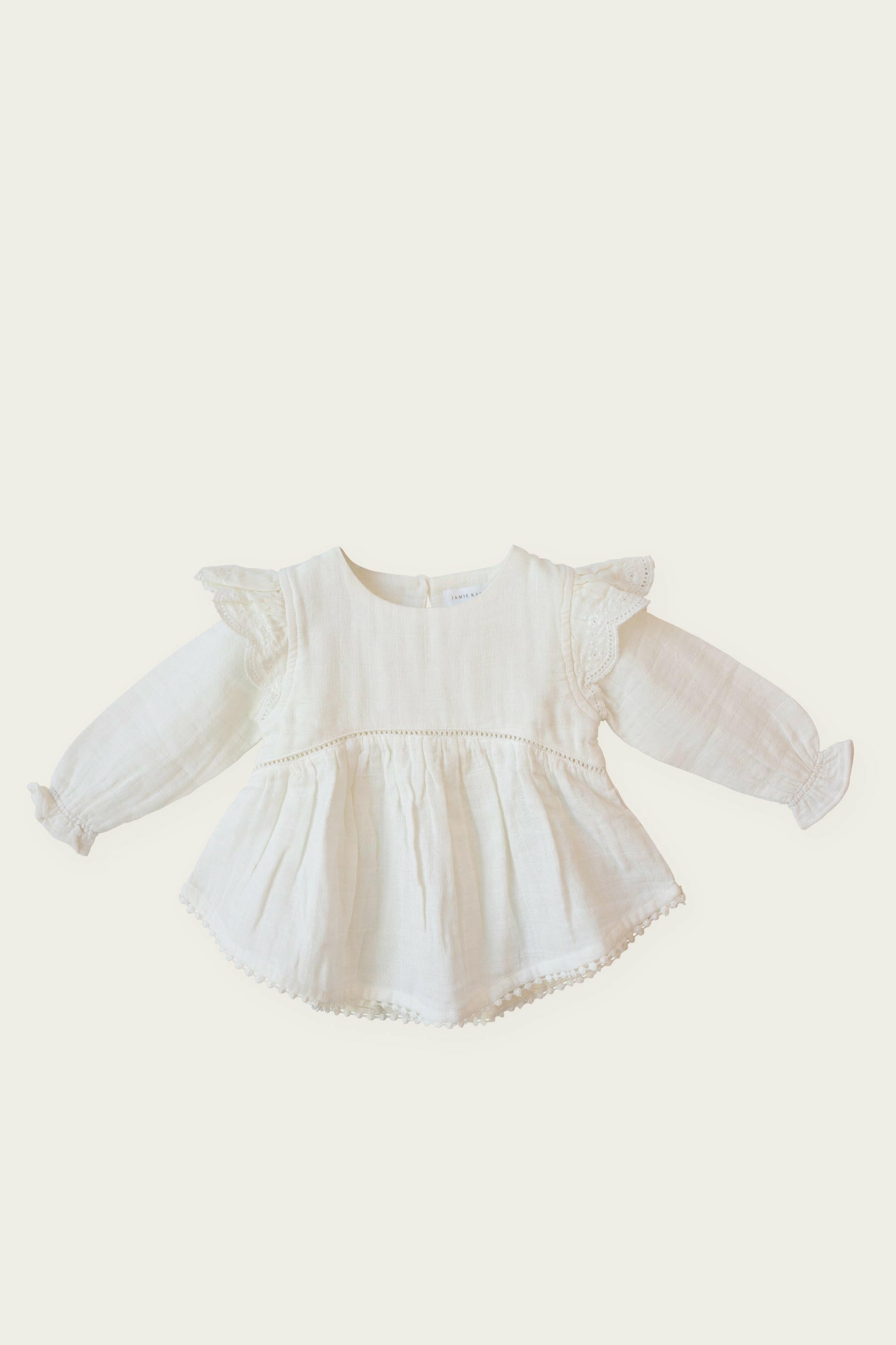 Jamie Kay Organic Cotton Muslin Olive Ruffle Top | Natural  iloveplum