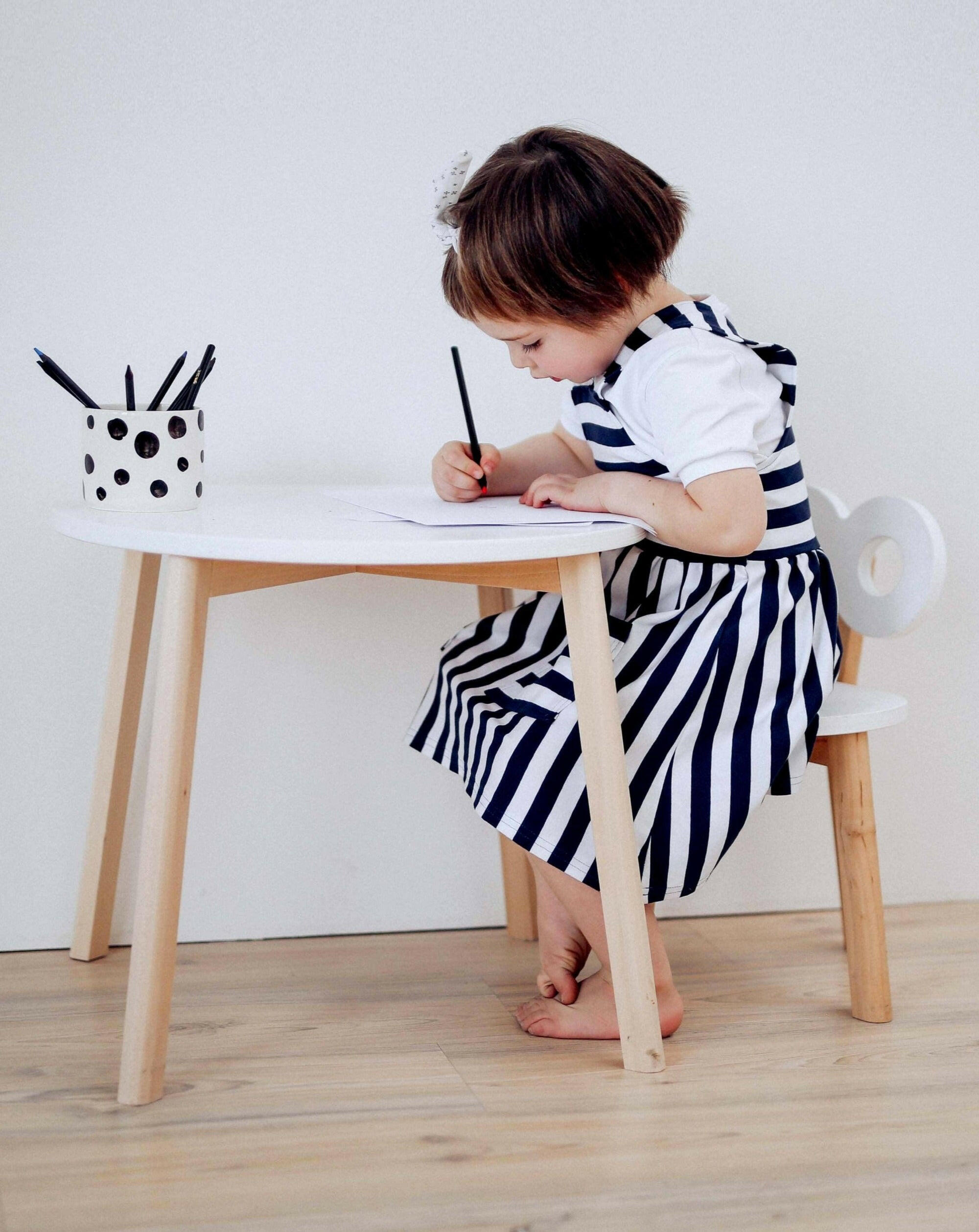 Wooden Half-Moon Children's Table White Children's Furniture Ooh Noo