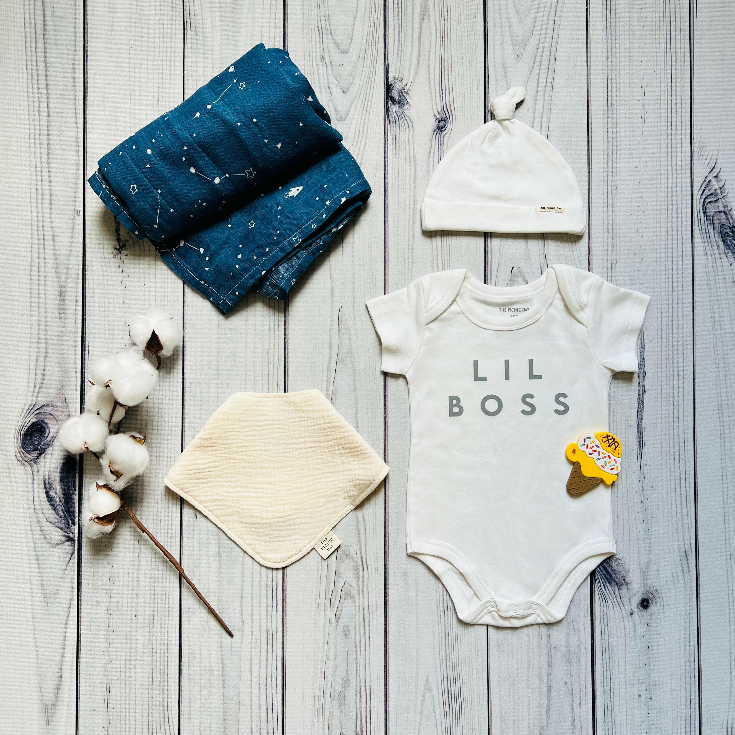 Lil Boss Organic Baby Gift Bundle White Baby Gift Sets The picnic day