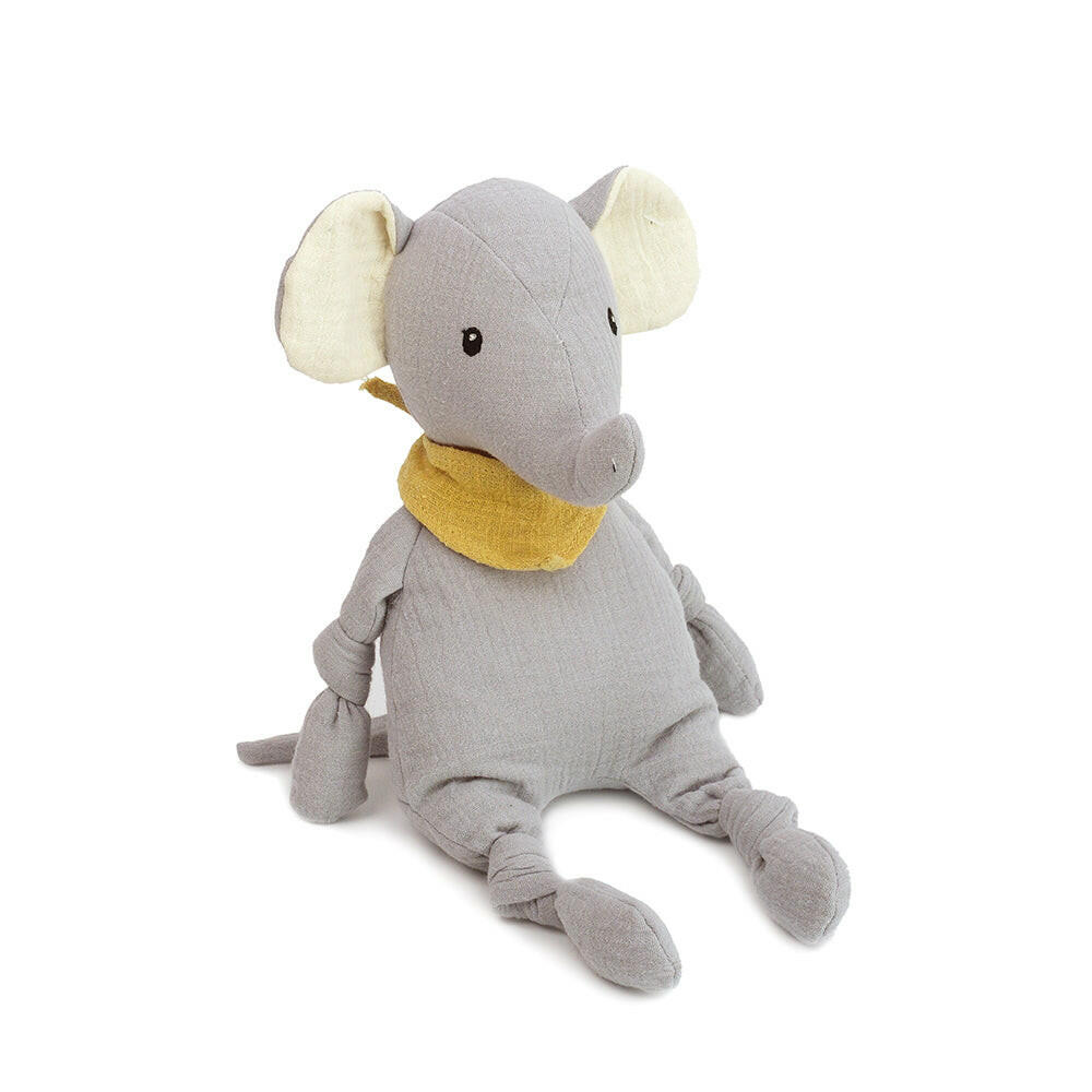 OZZY ELEPHANT MUSLIN KNOTTED SOFT DOLL Doll MON AMI