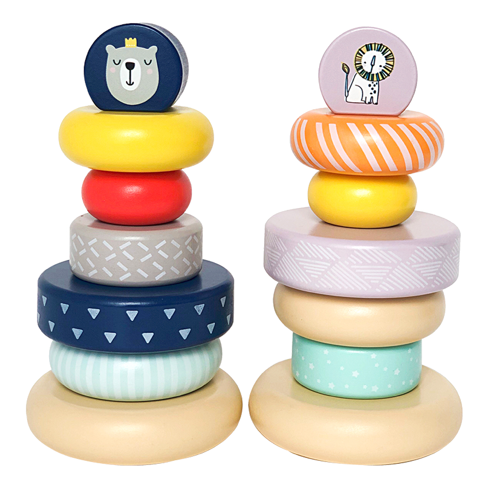 Wooden Stacking Tower Sorting & Stacking Toys Leo & Friends