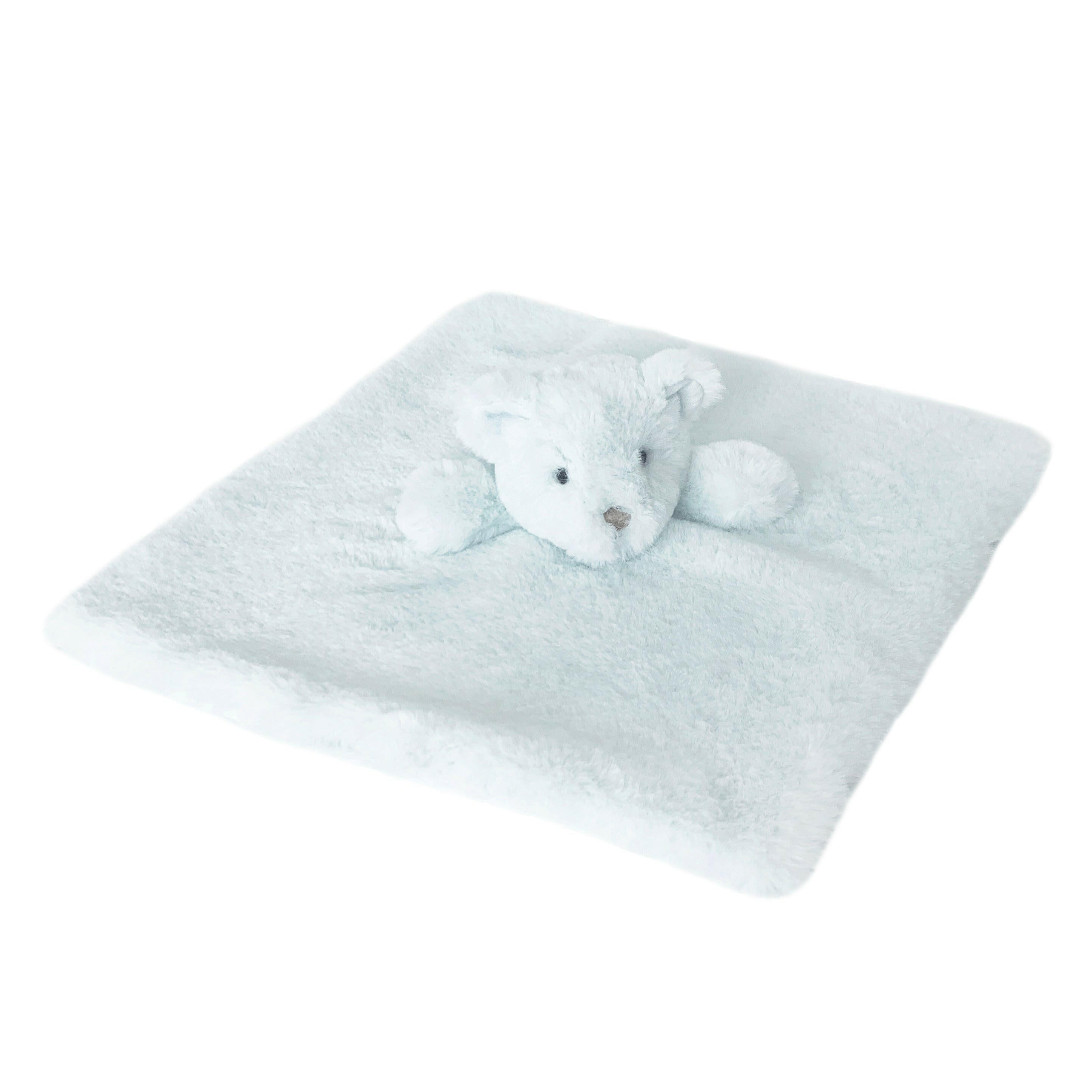 BLUE LUXE BEAR LOVIE AND RATTLE SET Security Blankie MON AMI