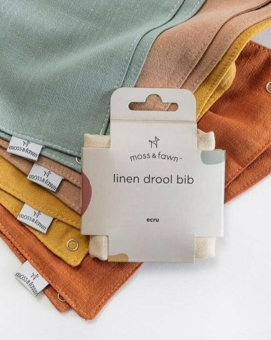Linen Drool Bib Feeding Moss & Fawn