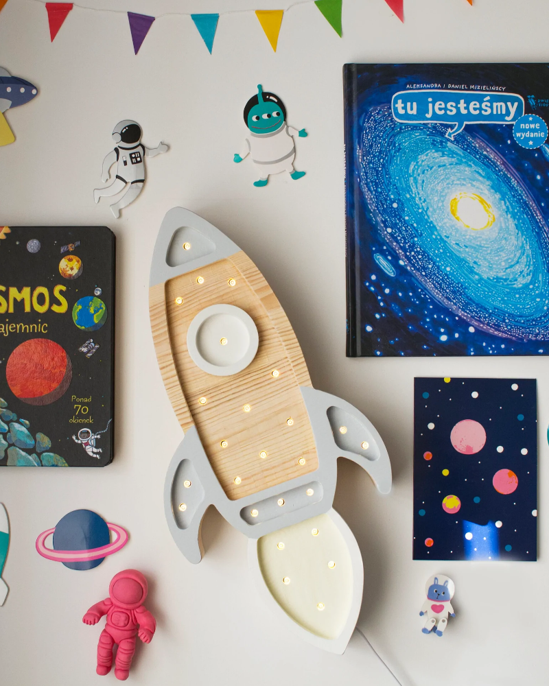 Little Lights Rocket Lamp Lighting Little Lights Wood/Grey