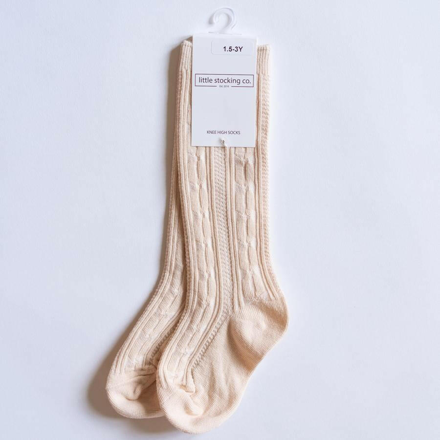 Vanilla Cream Cable Knee High Socks Socks Little Stocking Co