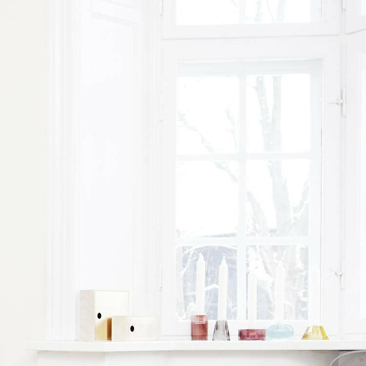 Nordic Glass Candleholder - Square - Amber OYOY