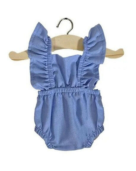Lou retro cotton romper Sky blue Doll Clothing Minikane