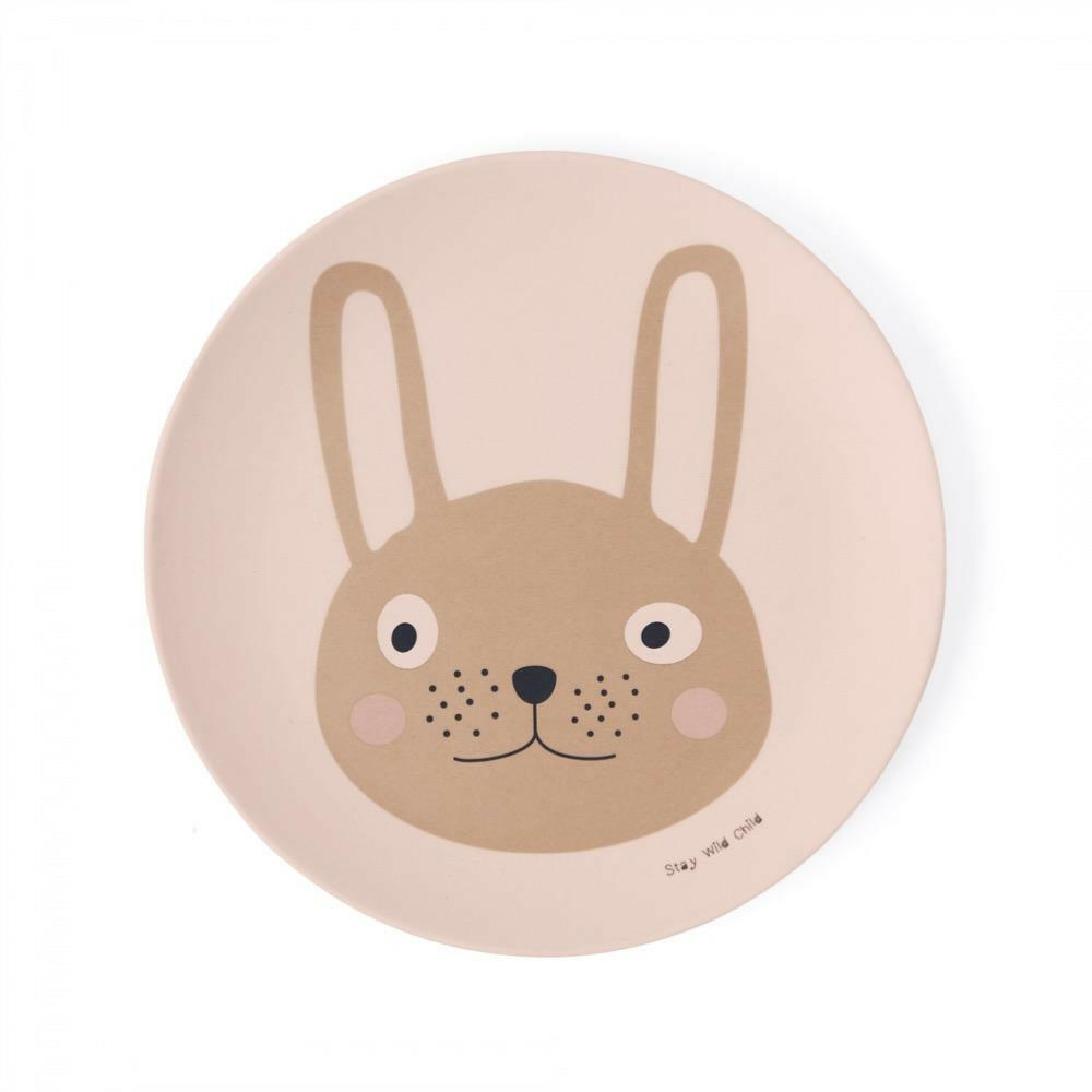 Rabbit Bamboo Tableware Set - Rose Feeding OYOY