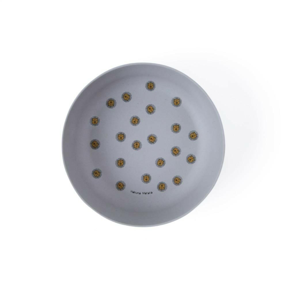 Lion Bamboo Tableware Set - Grey Feeding OYOY