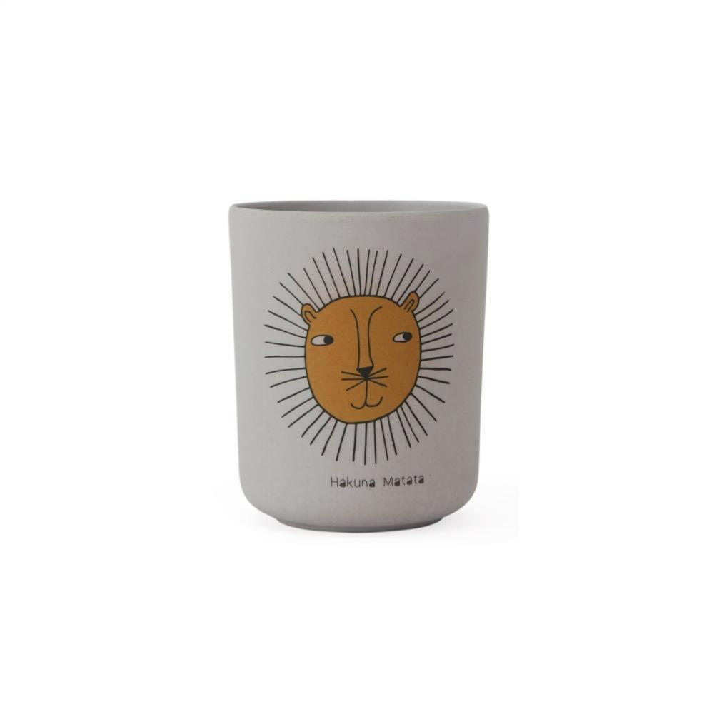 Lion Bamboo Tableware Set - Grey Feeding OYOY