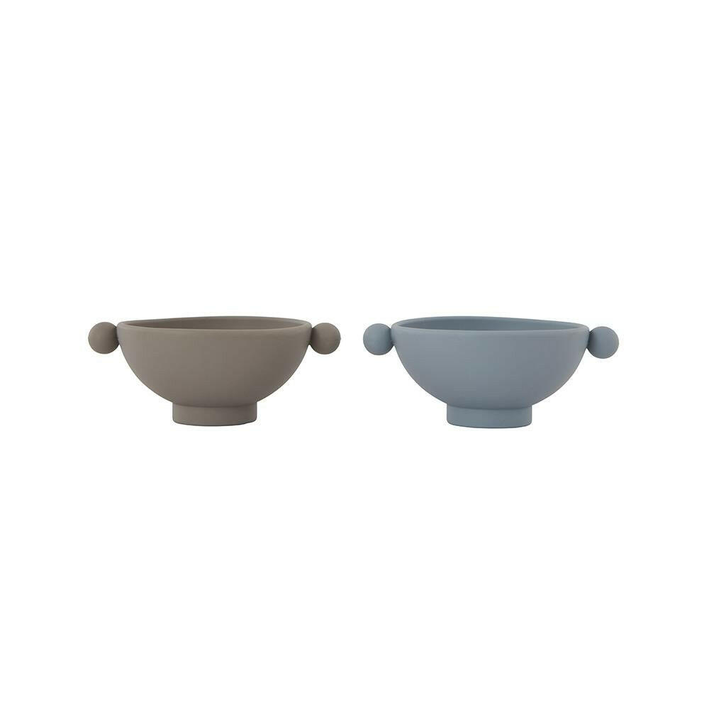 Tiny Inka Bowl - Set Of 2 - Dusty Blue / Clay Feeding OYOY