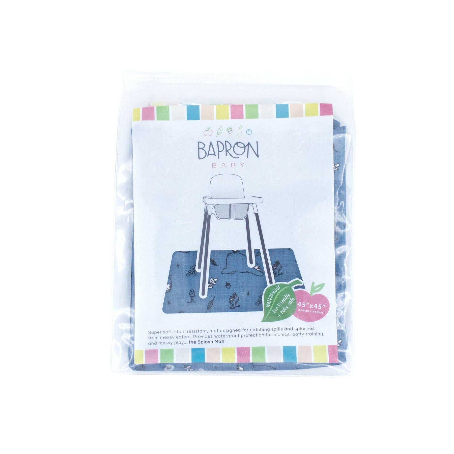 Bears In Blue Splash Mat - A Waterproof Catch-All for Highchair Spills and More! BapronBaby