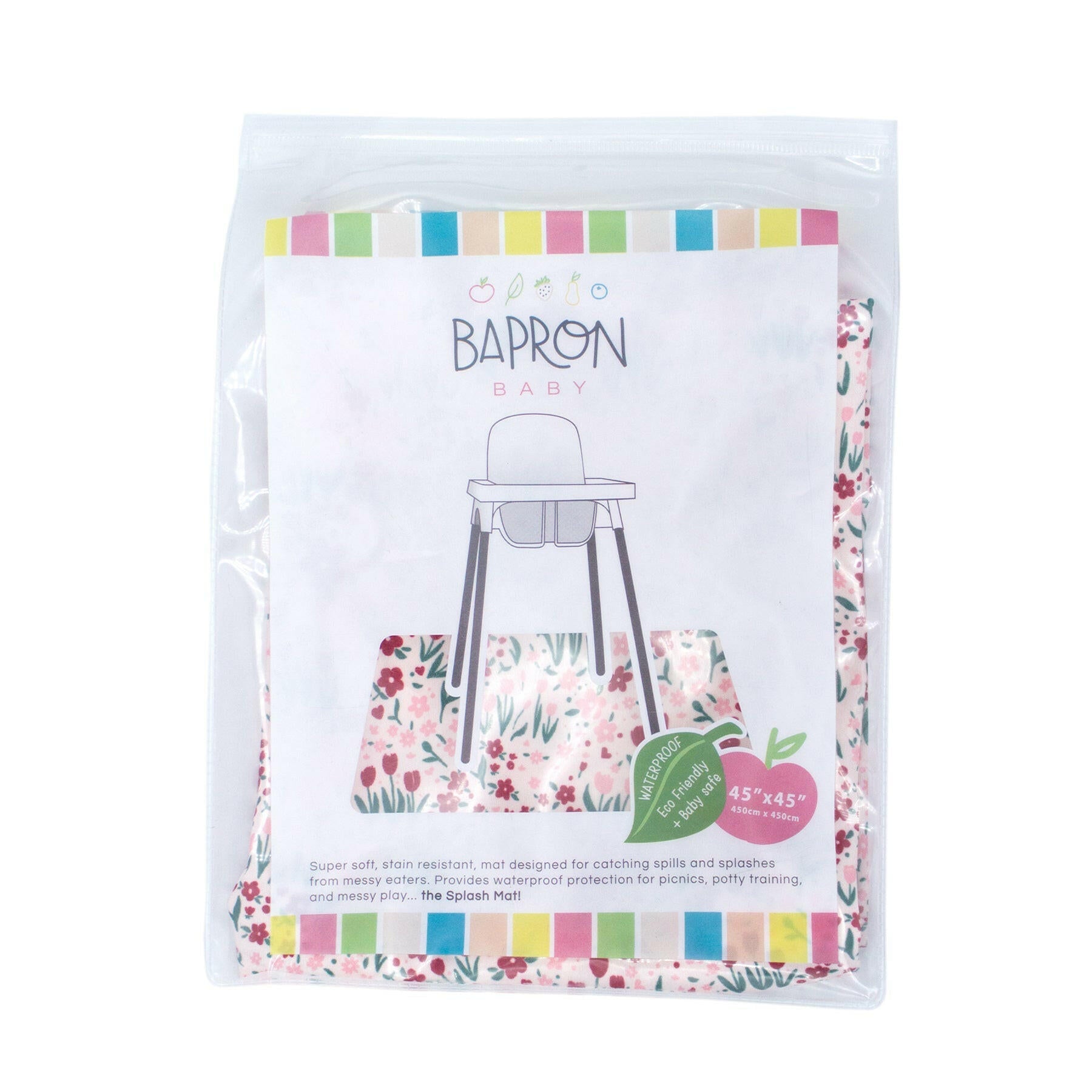Blushing Blooms Splash Mat - A Waterproof Catch-All for Highchair Spills and More! BapronBaby