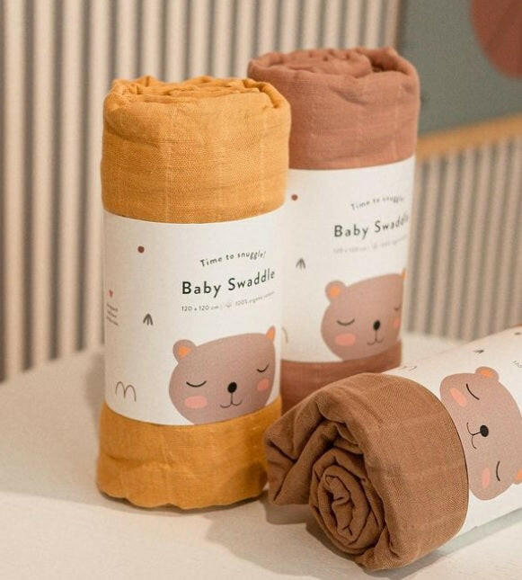 Organic Baby Swaddle Maxi — Brown Swaddle Little Otja