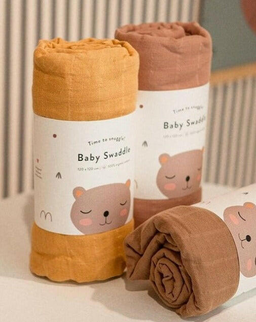 Organic Baby Swaddle - Ochre Swaddle Little Otja