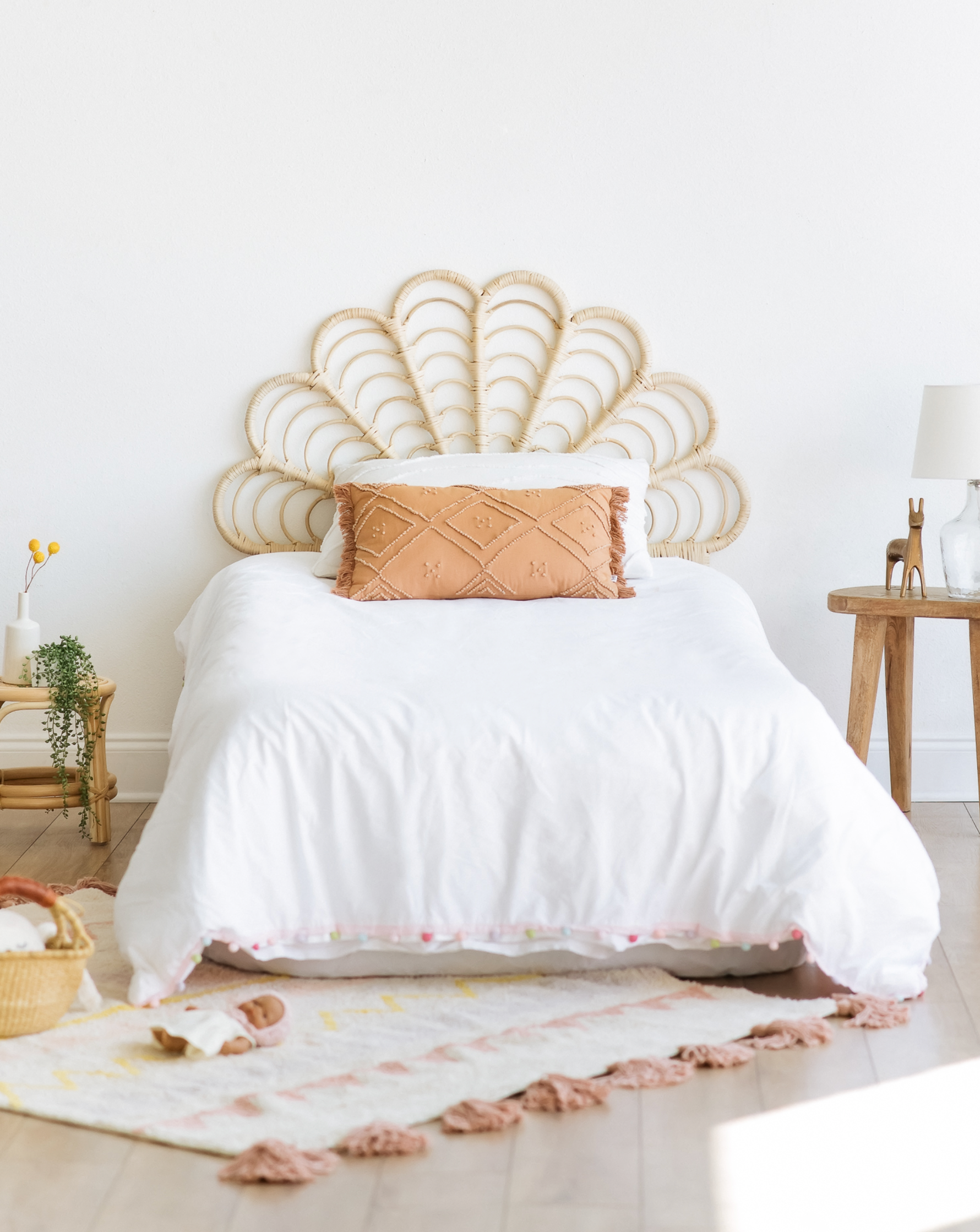 Maya Scalloped Rattan Headboard (Twin size) Furniture Ellie & Becks Co.