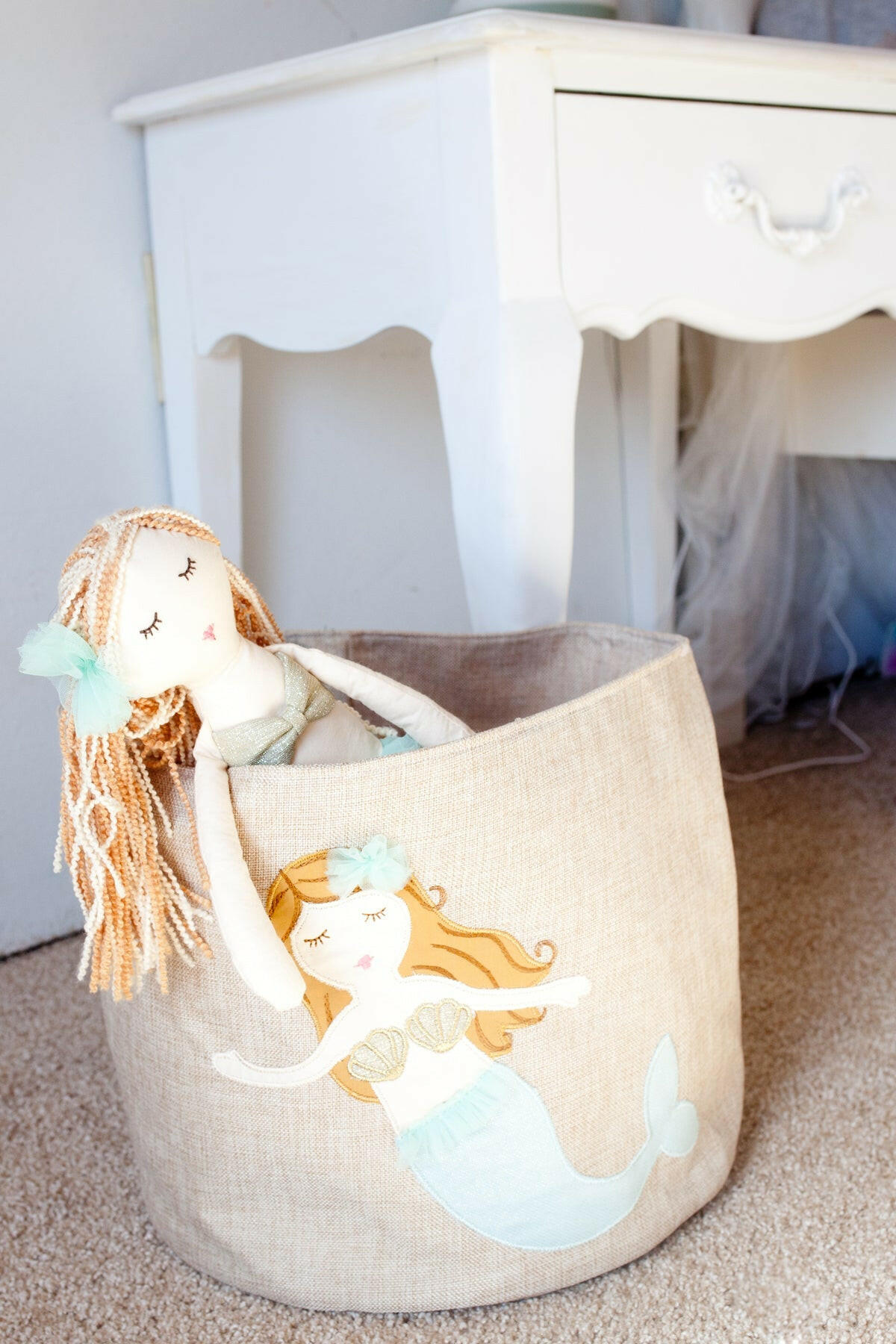 Mermaid Linen Toy Storage Bin Storage Bin MON AMI