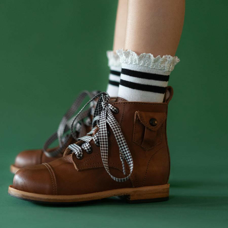 Black Stripe Lace Midi Socks Socks Little Stocking Co