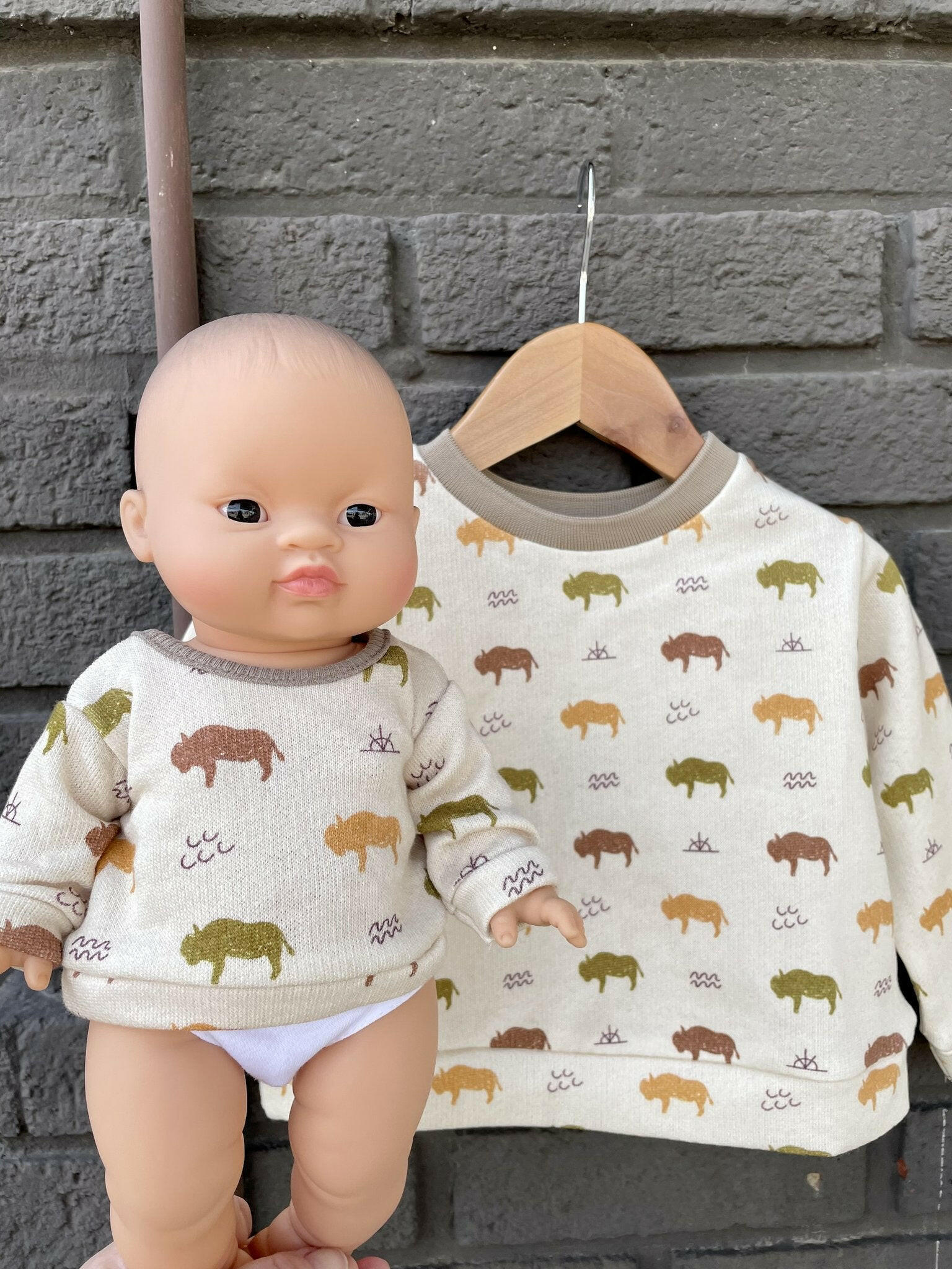 MiniKane Doll & Me Outfits - Lucas Buffalo Sweatshirt Doll Clothing Minikane