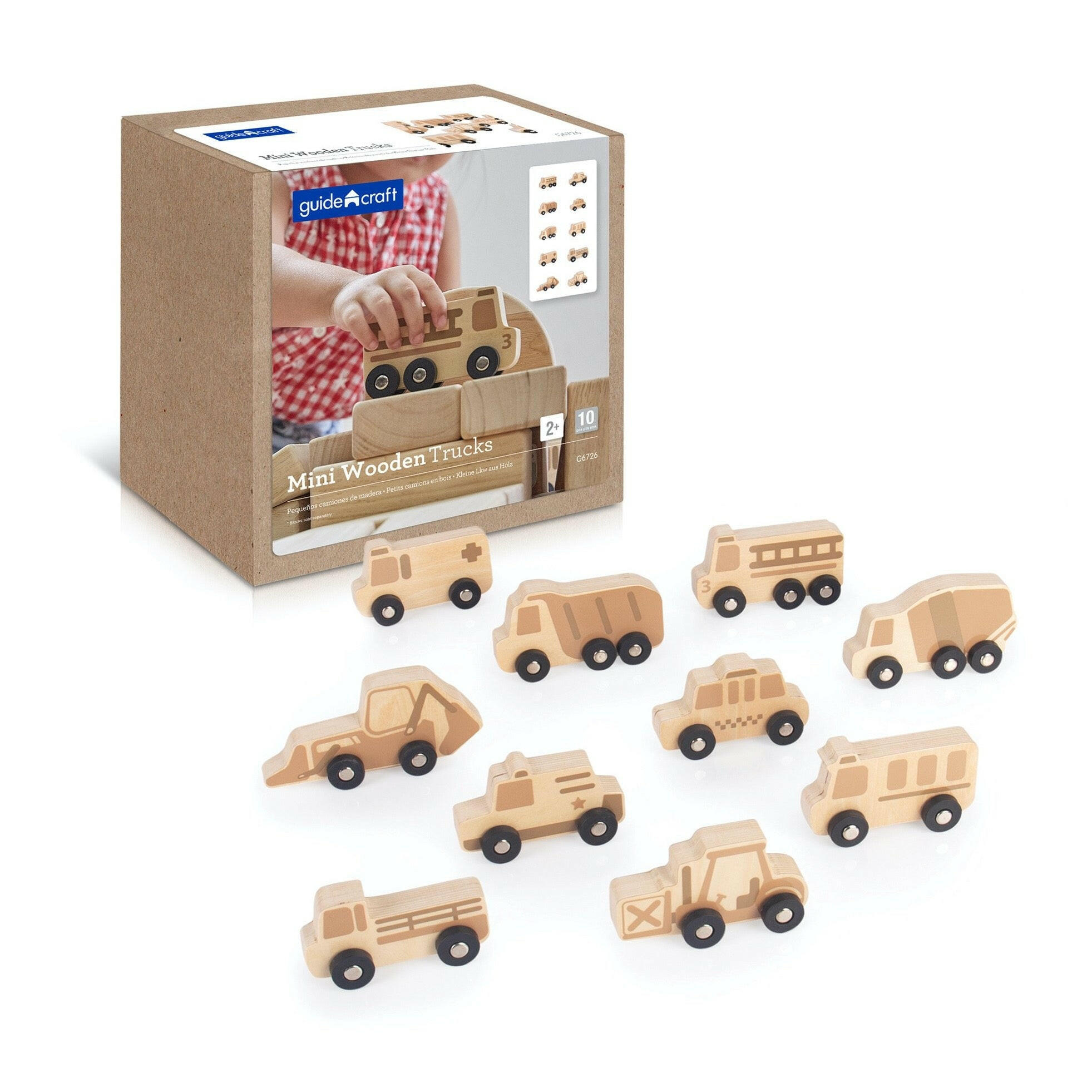 Mini Wooden Trucks - Set of 10 Cars Guidecraft