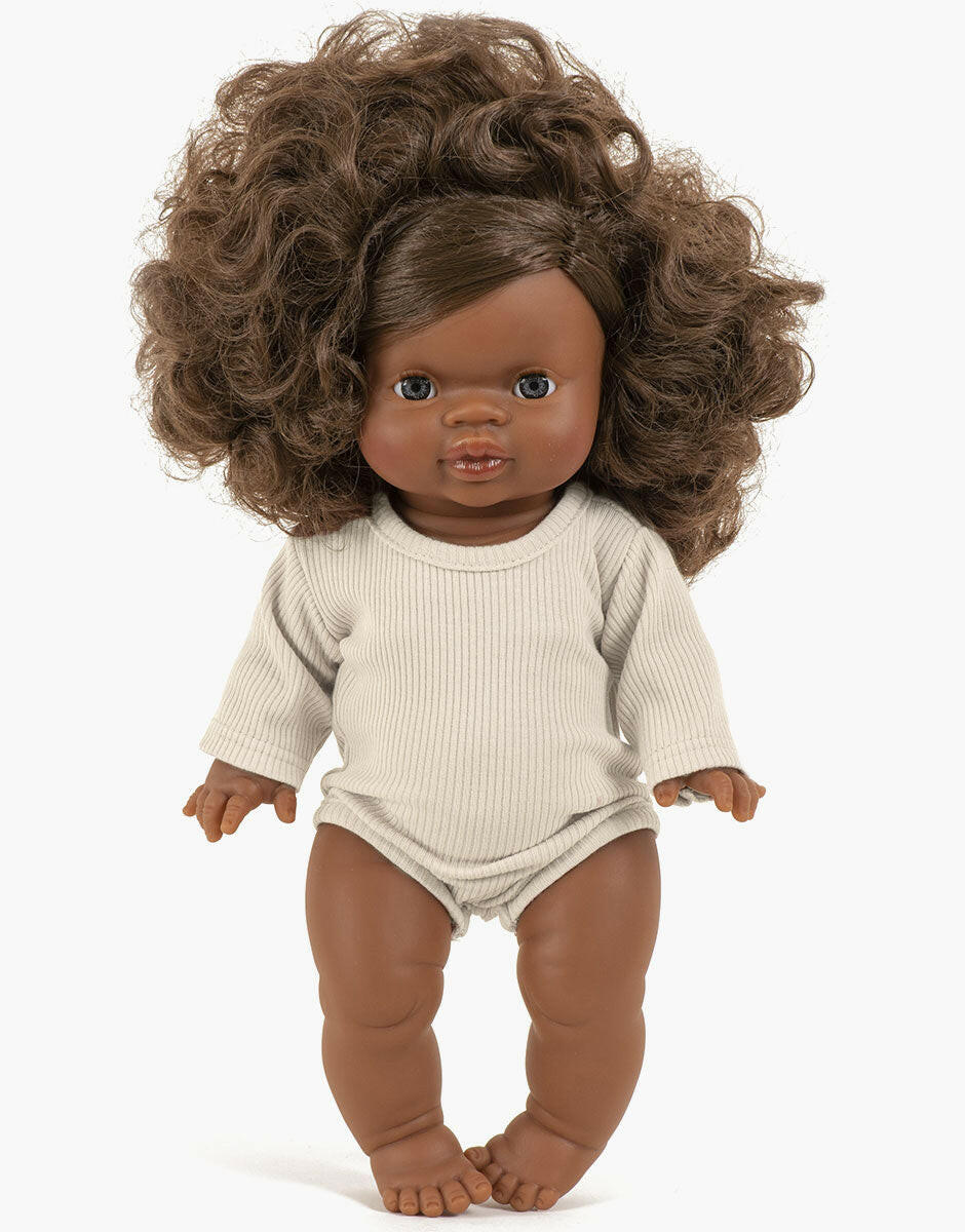 Minikane Ribbed Knit Longsleeve Bodysuit Doll Clothing Minikane Cream