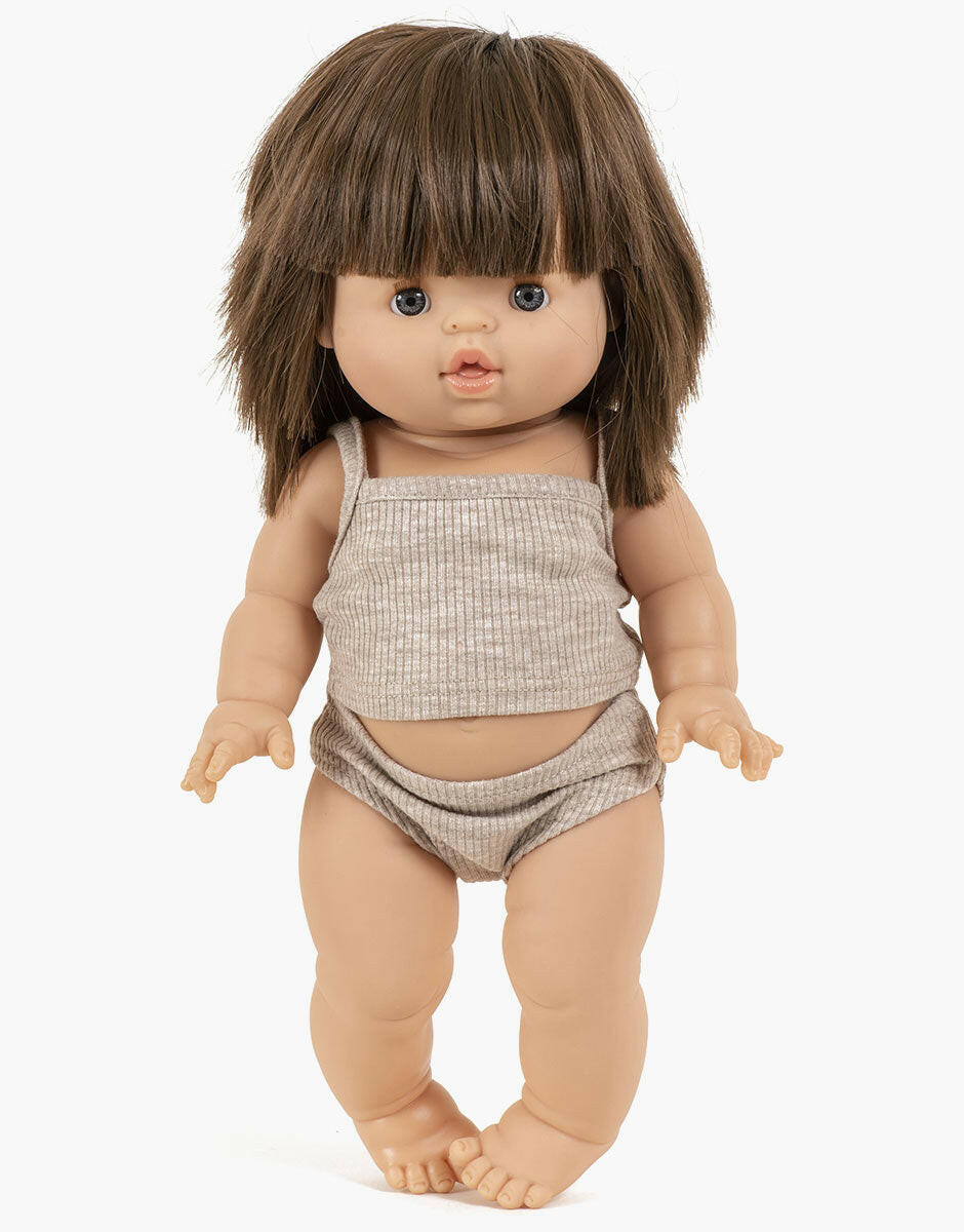 Minikane Ribbed Knit Undie Set - Oatmeal Doll Clothing Minikane
