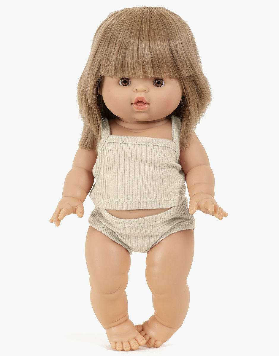 Minikane Ribbed Knit Undie Set - Cream Doll Clothing Minikane