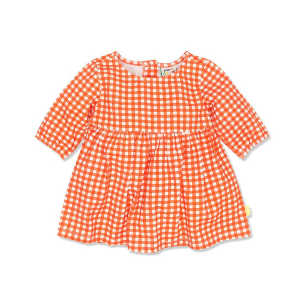 Gingham Baby Jersey Dress dress Mon Coeur 3/6M Coral Gingham