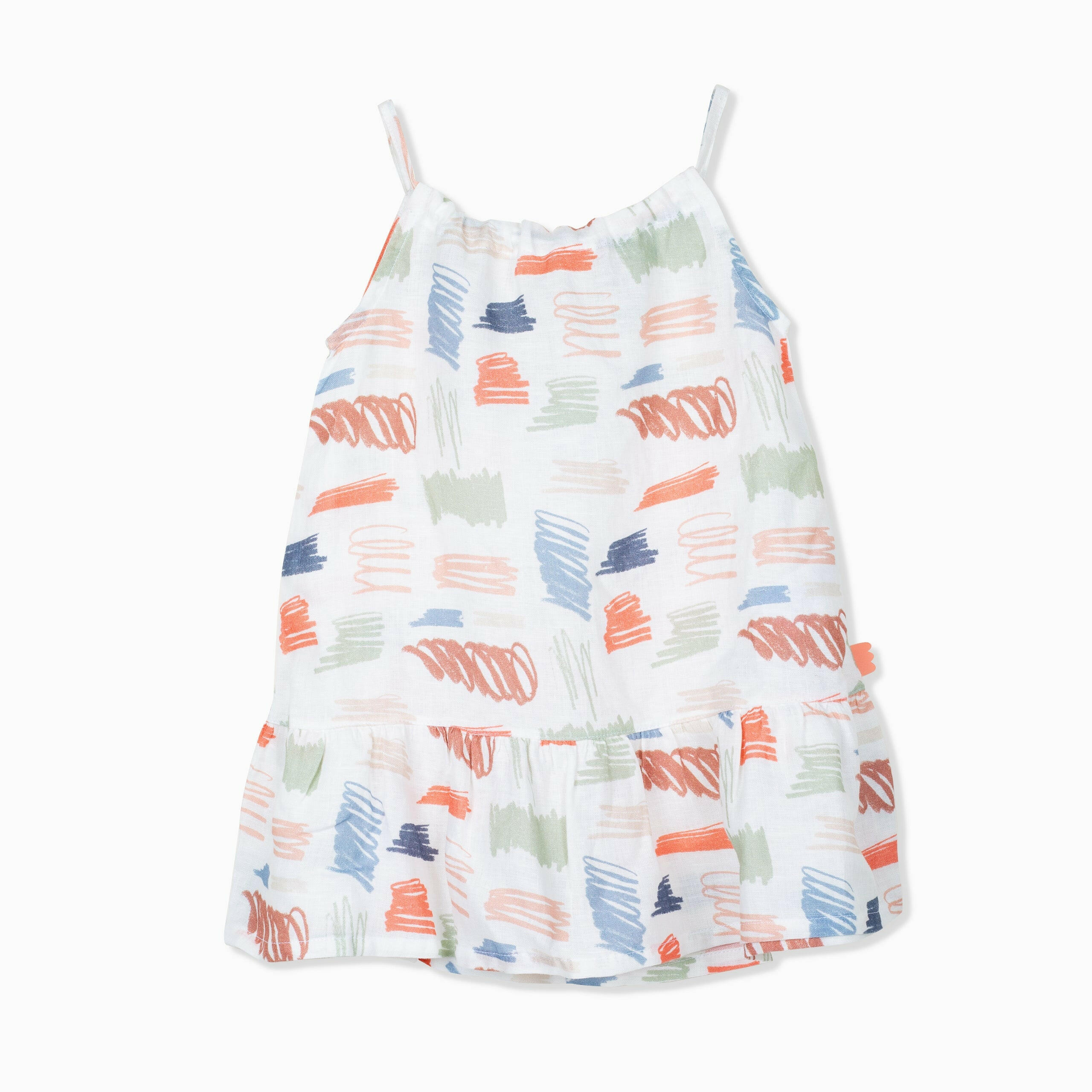 Scribble Kid Linen Dress dress Mon Coeur 2Y Natural/Scribble