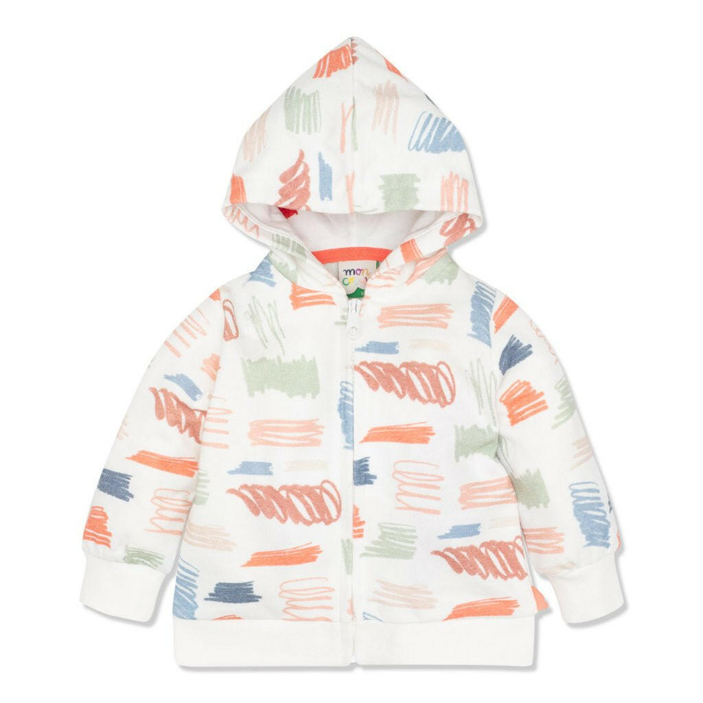 Scribble Baby Zip-Up Hoodie hoodie Mon Coeur 3/6M Natural/Scribble
