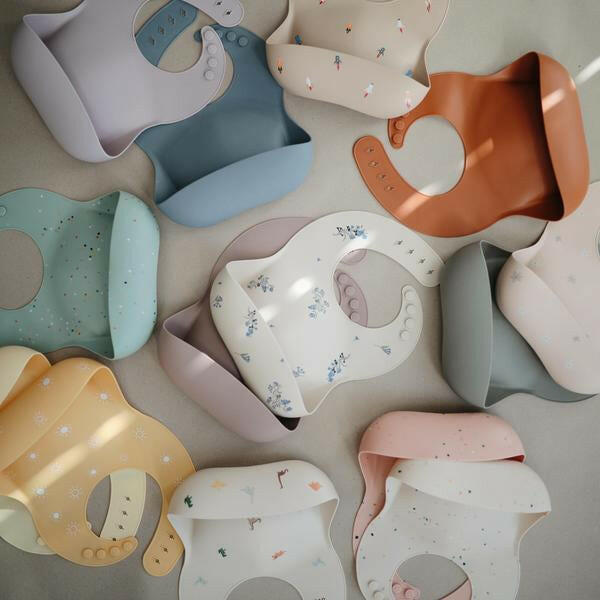 Silicone Baby Bib - Sun Orange feeding Mushie