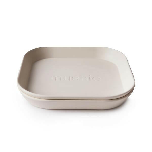 Square Dinnerware Plates - Set of 2 Ivory Baby Essentials Mushie