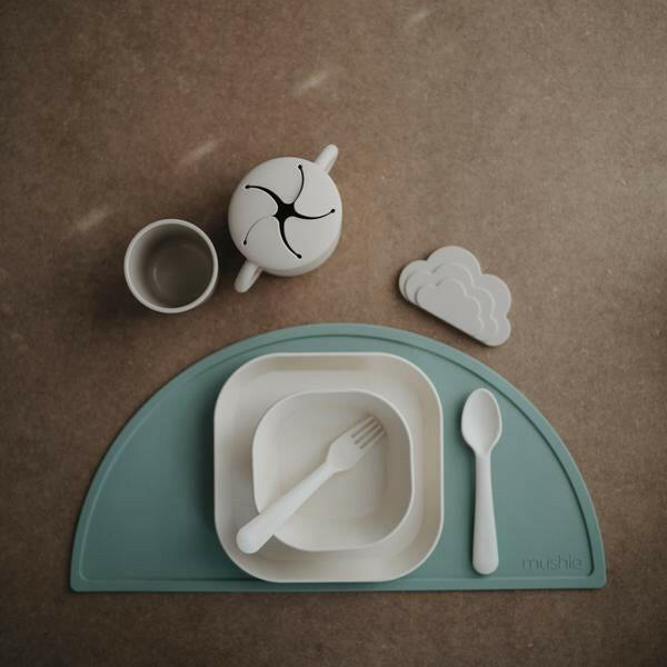 Square Dinnerware Plates - Set of 2 Ivory Baby Essentials Mushie