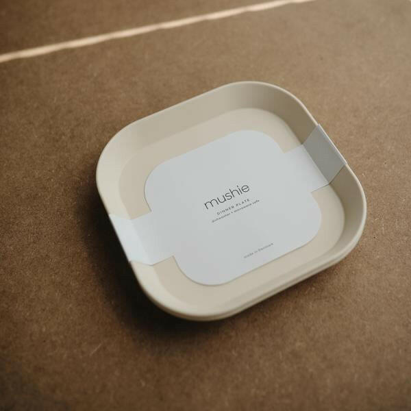 Square Dinnerware Plates - Set of 2 Ivory Baby Essentials Mushie