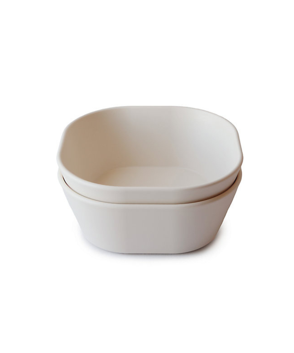 Square Dinner Bowl - Set of 2 Ivory Feeding Mushie