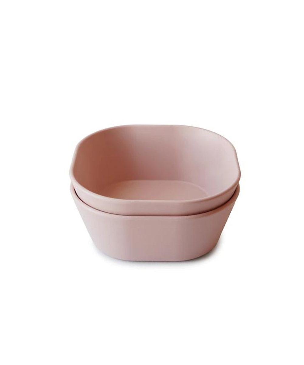 Square Dinner Bowl - Set of 2 Blush Feeding Mushie