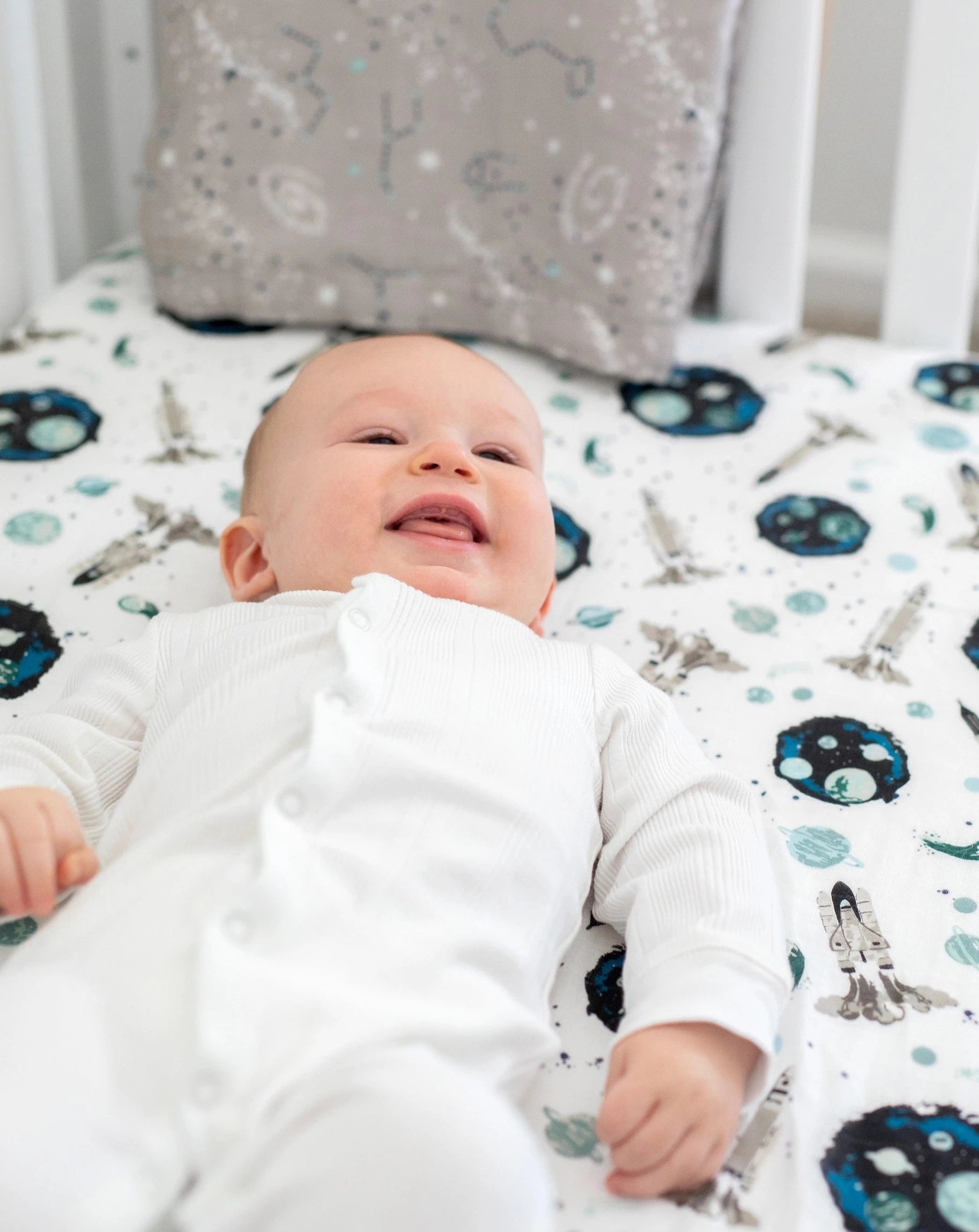 Space Muslin Crib Sheet Baby Essentials Bebe Au Lait